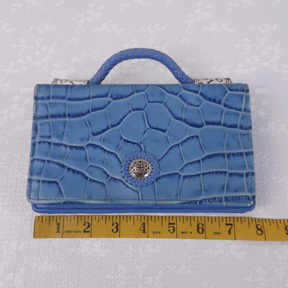 BRIGHTON Croc Embossed Blue Leather Clutch - Picture 11 of 13